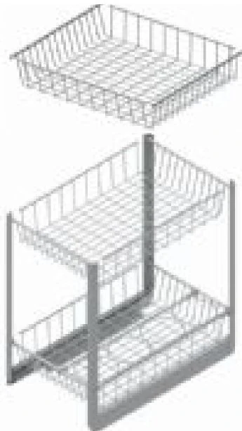 Tezgah Altı 2 Sepetli Şişelikli Ünite 45cm Frenli