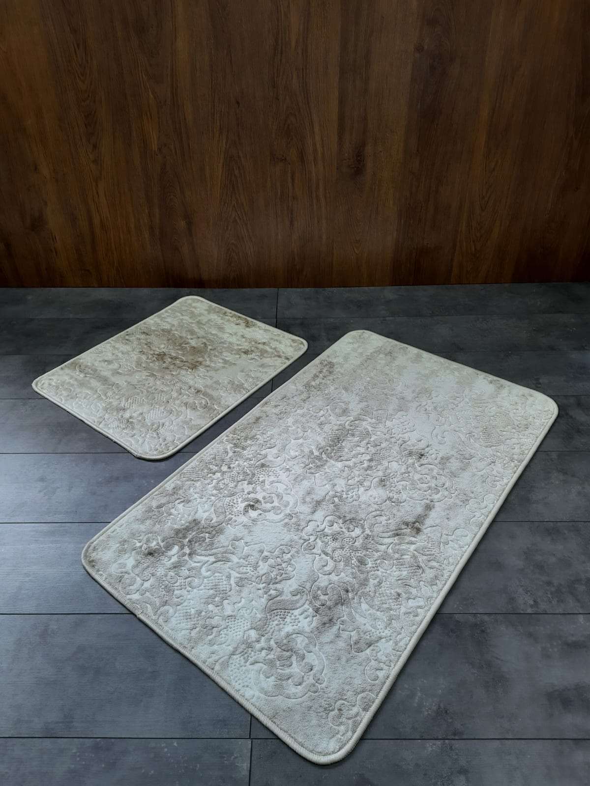 Banyo Paspas Takımı 2 'li Krem 60x100 50x60 cm