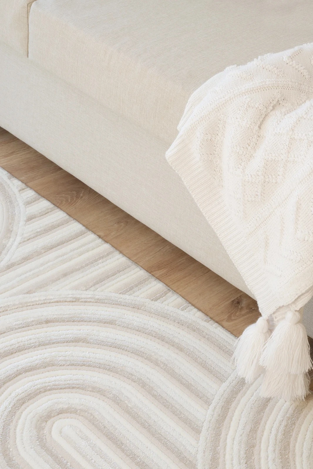 Vola Dokuma Halı Çizgili Krem Bej 120x180