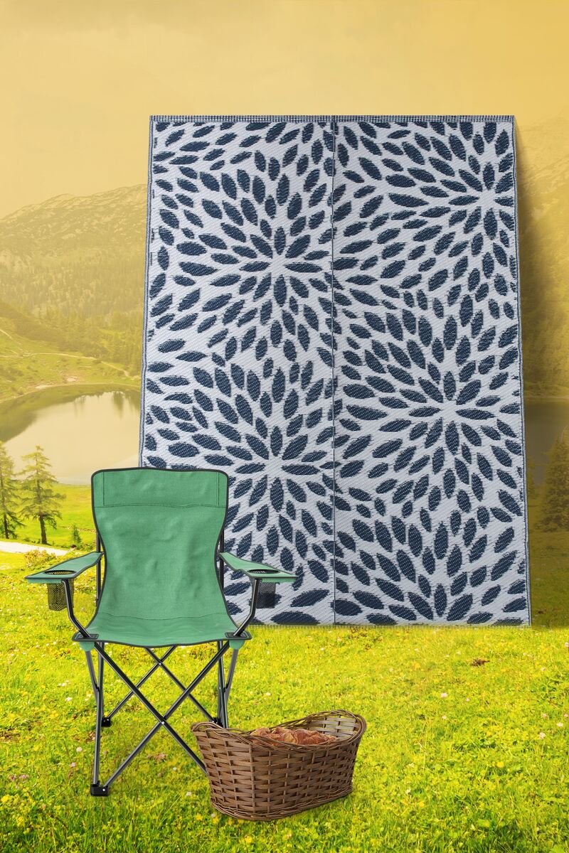 Savana Plaj-Piknik HasırMatMaviBeyazDesen120x180