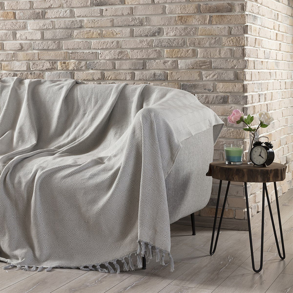 Koltuk Örtüsü Diamond Gri 180x230cm