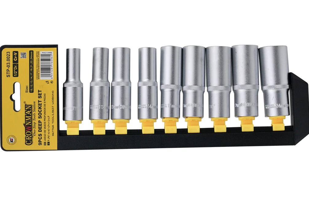 Anahtar Lokma Seti Derin Tip 1/2" 10-24mm 9 Parça