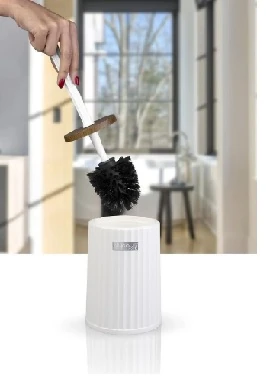 Wc Fırçası Yuvarlak Çizgili Beyaz