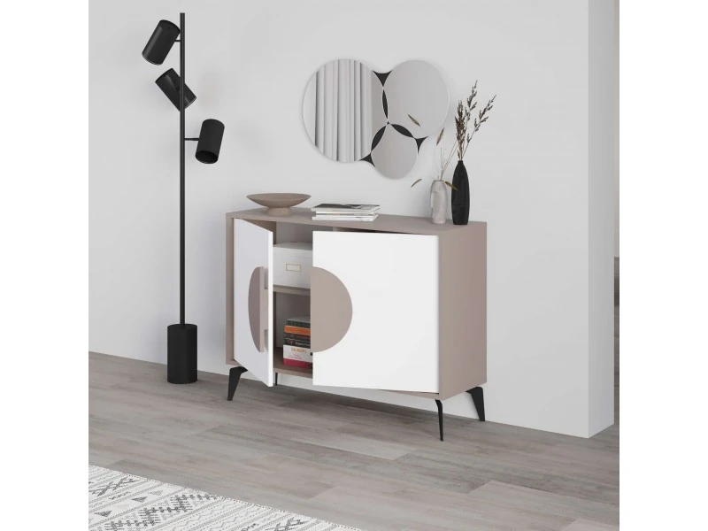 Konsol Masa Aynalı Gora 110 Açık Mocha-Beyaz 110*9