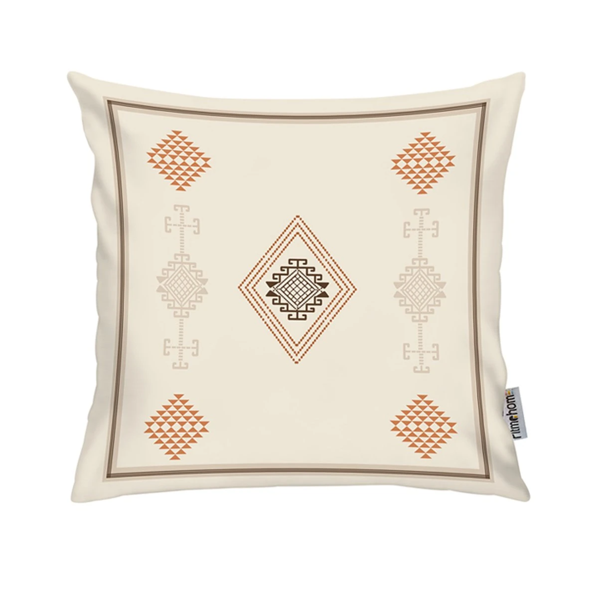 Kırlent Kılıfı Baskılı Krem Beyaz Desen 43x43