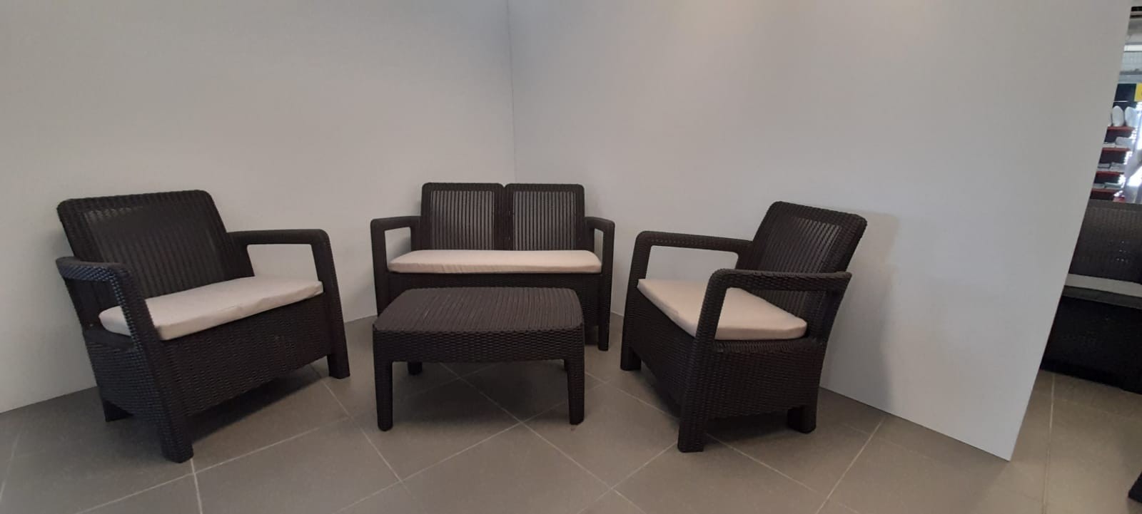 Rattan Antrasit Oturma Grubu 2+1+1 Gri Minder