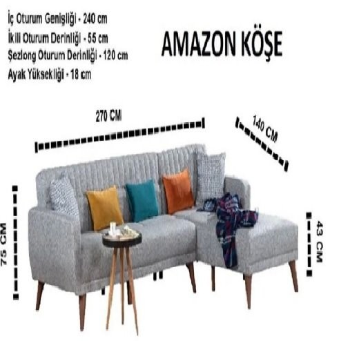 Amazon Köşe Takımı Gri Etna 105-270*140*75