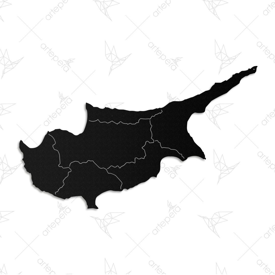 Kıbrıs Haritası Metal Tablo 60*99cm