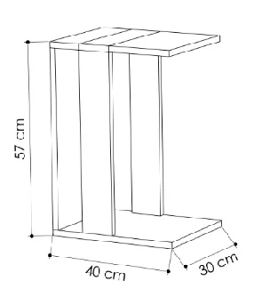 Yan Sehpa Zetti Meşe-Antrasit 57*40*30cm