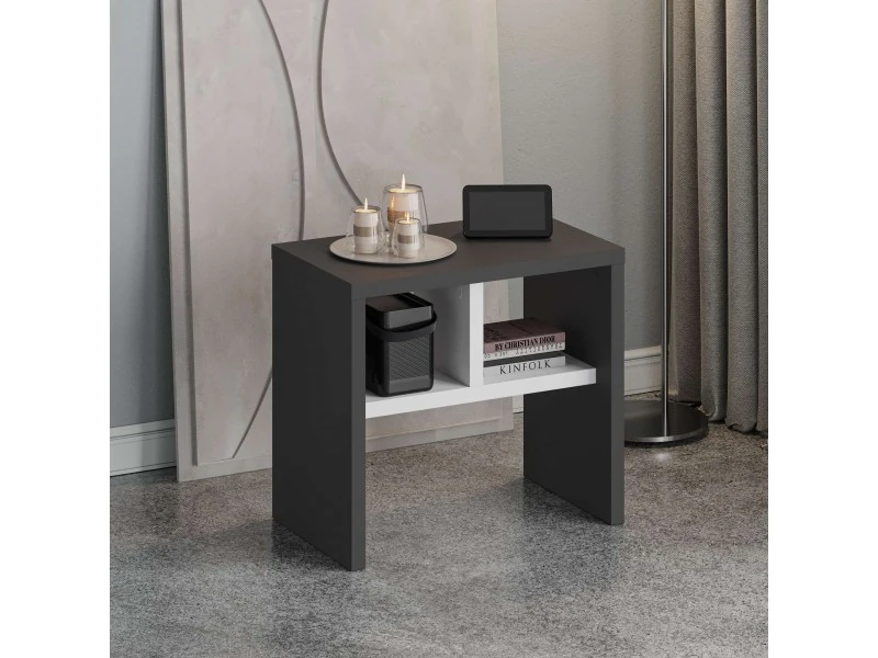 Yan Sehpa Komoti Antrasit-Beyaz 50*45*29cm