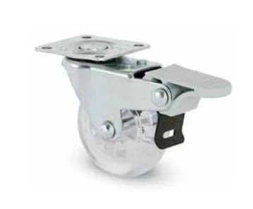 Tekerlek Tablalı Dönerli Şeffaf Frenli 50mm