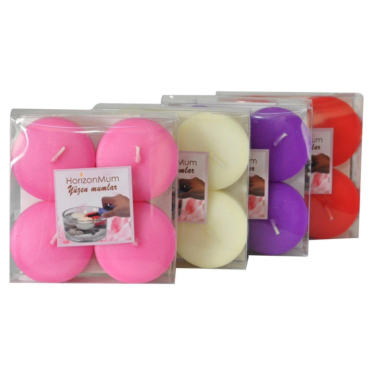 Mum Yüzen Oval  5x3cm 4'lü Krem