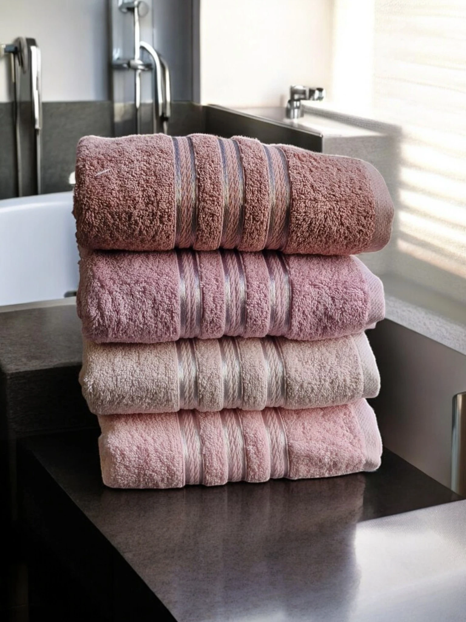 El Ve Yüz Havlusu Julie Liza 4'lü Pudra 50x90 cm