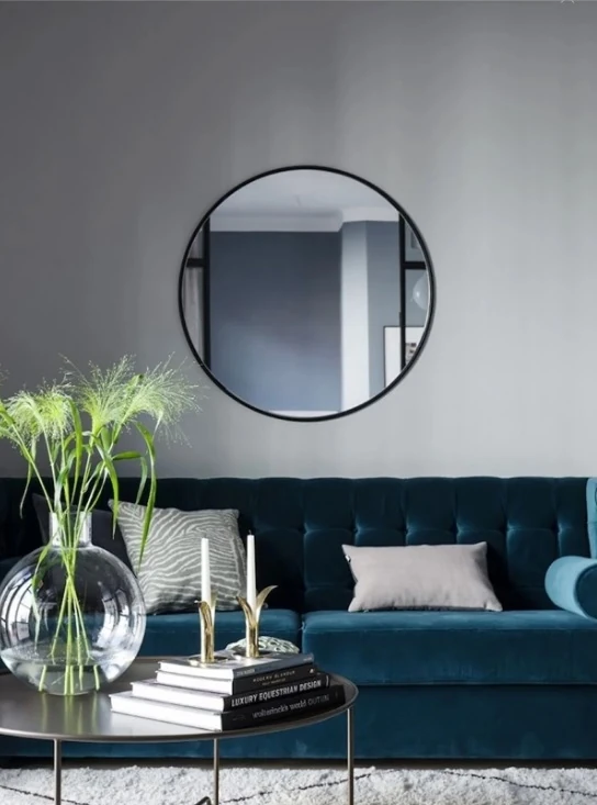 Ayna Yuvarlak Metal Çerçeveli Siyah 60cm