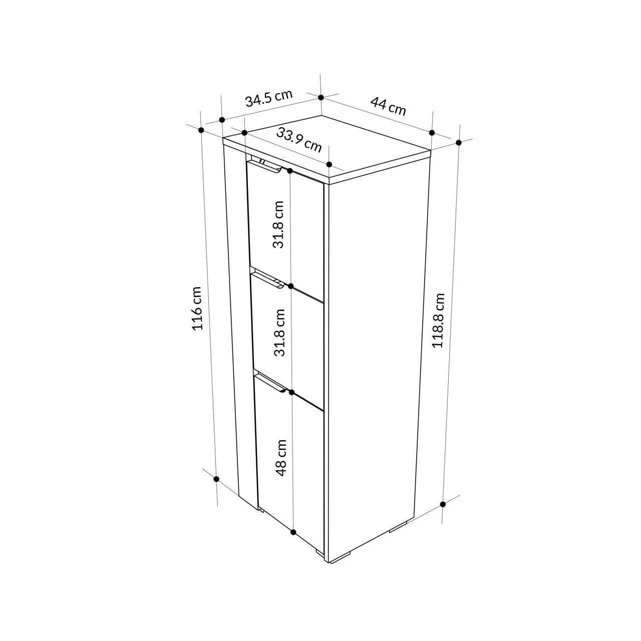 Dolap Çok Amaçlı  Max Midi S. Mese Beyaz 119*44*34