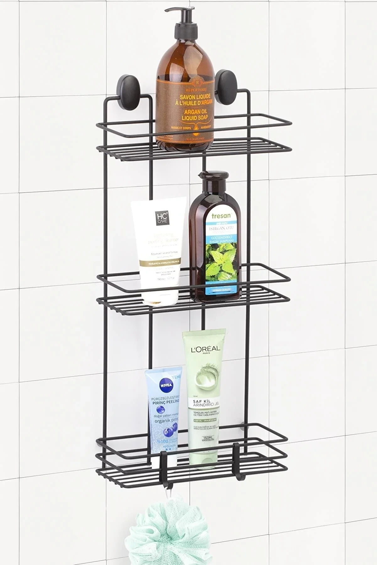 Banyo Rafı Dübelli 3 Katlı 11x24cm Siyah