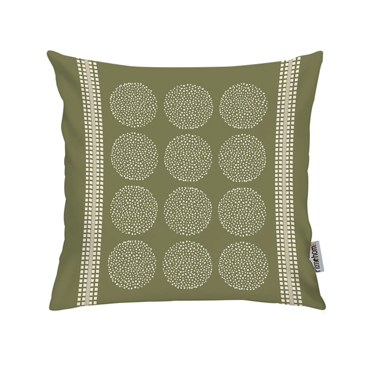 Kırlent Kılıfı Baskılı Haki Beyaz Desen 43x43