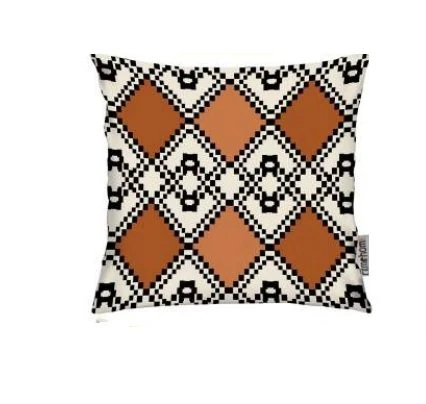 Kırlent Kılıfı İsk. Desen Kahve-Beyaz 43x43cm