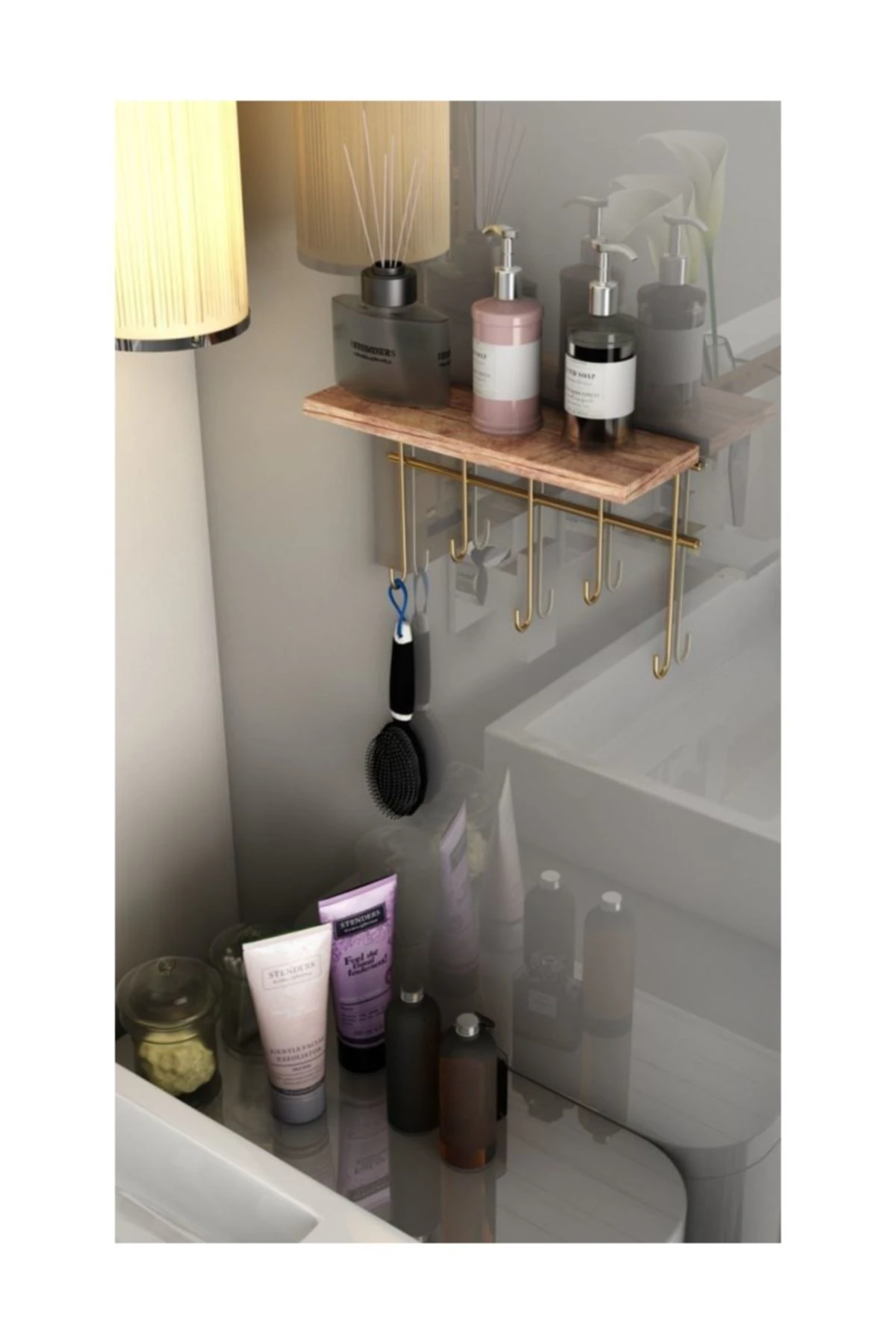 Dekoratif Raflı Askılık/Anahtarlık Altın 20x10x27c