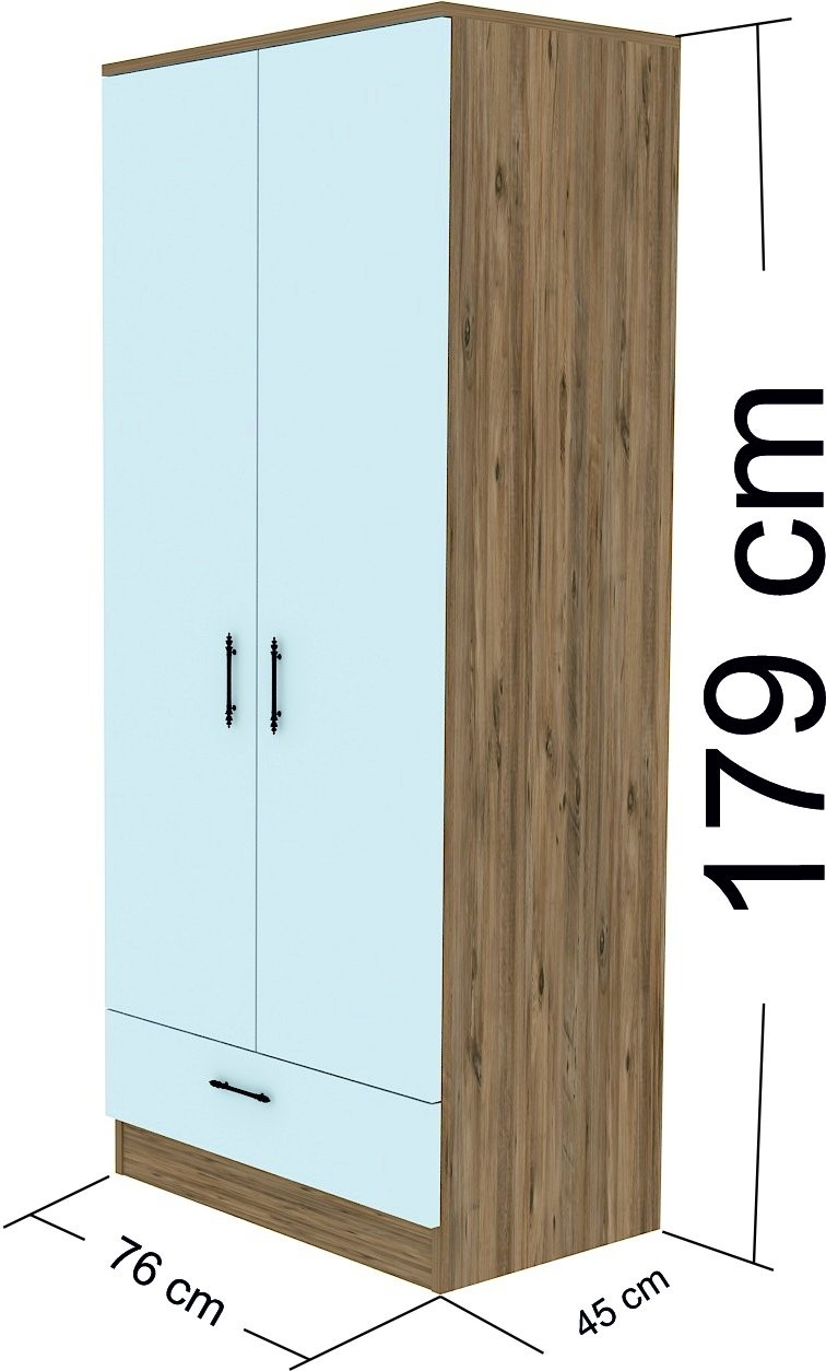 Kıyafet Dolabı 2Kapak 1Çekmeceli CvzByz 76*179*45