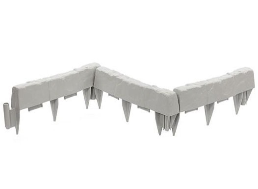 Plastik Bahçe Çiti Gri Taş Görünüm 13.5x30cm