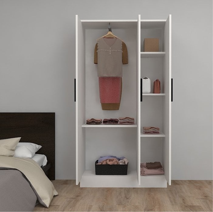 Kıyafet Dolabı 3 Kapaklı  Beyaz 90*170*37cm