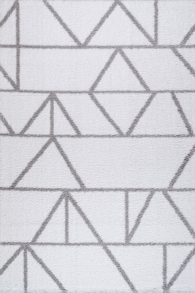 PuffyYumuşakDokuShaggyAsimetrikDesenBeyzGri160X230