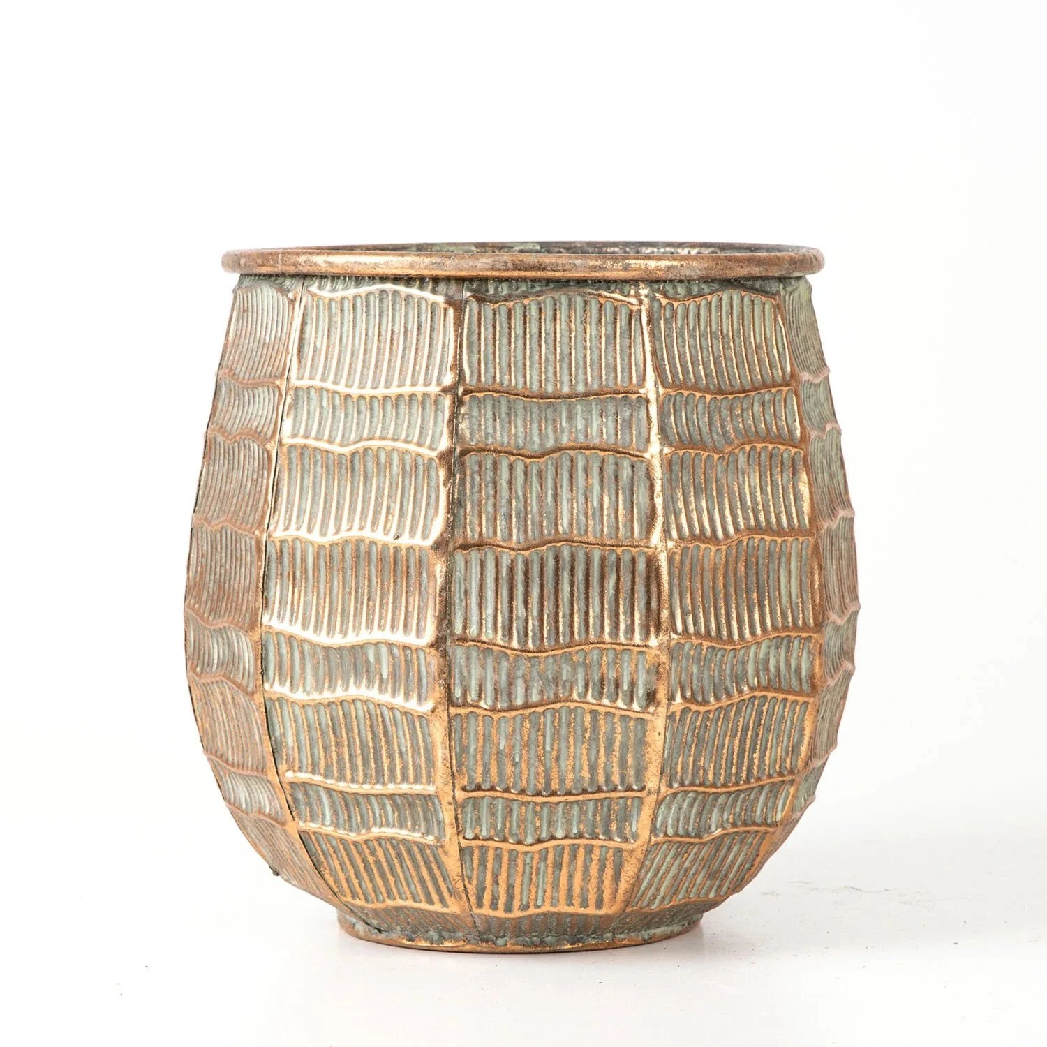 Saksı Metal 24x23x24cm Bakır-Eskiteme Gri