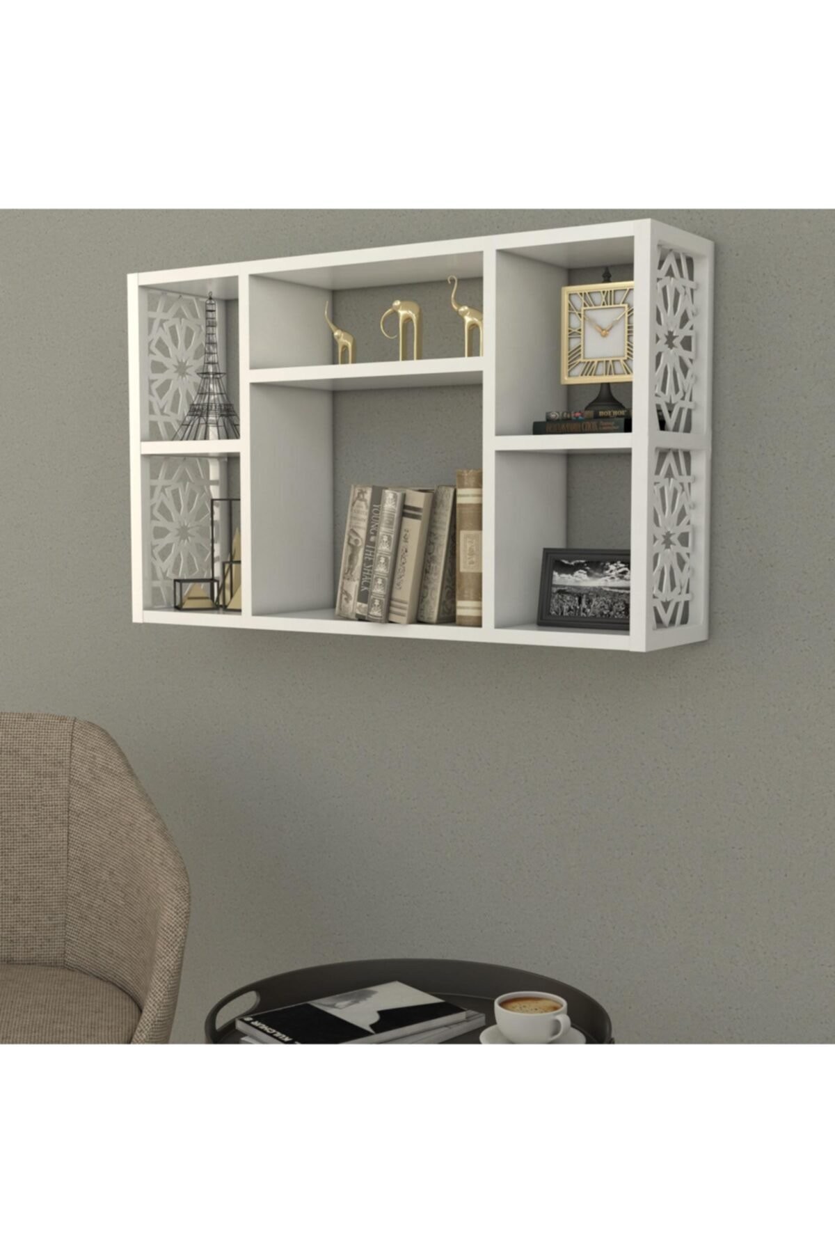 Duvar Rafı Terek Beyaz 80x20x50cm