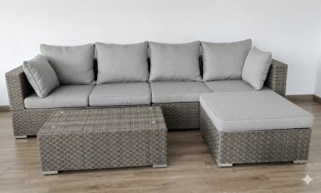 Salvador Corner Seating Set Rattan+Coffee Gray Gray Min