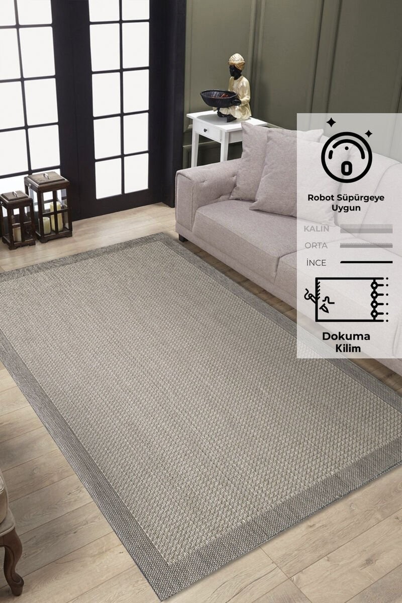 Sisalux Jüt Tabanlı Dokuma Kilim Halı Bej  120x180