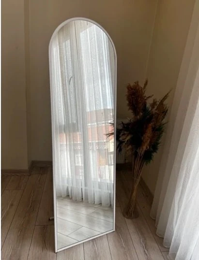 Boy Aynası Metal Çerçeveli Ayaklı Beyaz 50X160Cm