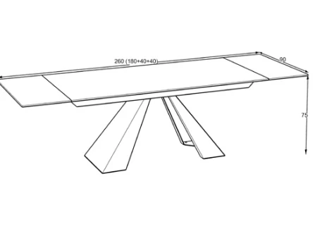 Masa Monza Seramik Mermer Desen Beyaz 180*40 cm