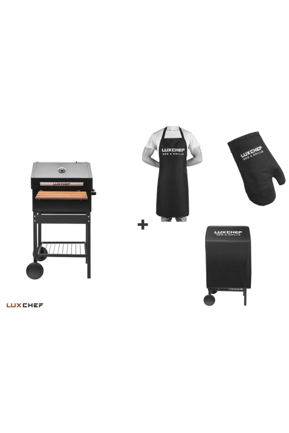 Barbekü Paslanmaz Kapaklı Siyah 80x40x102cm