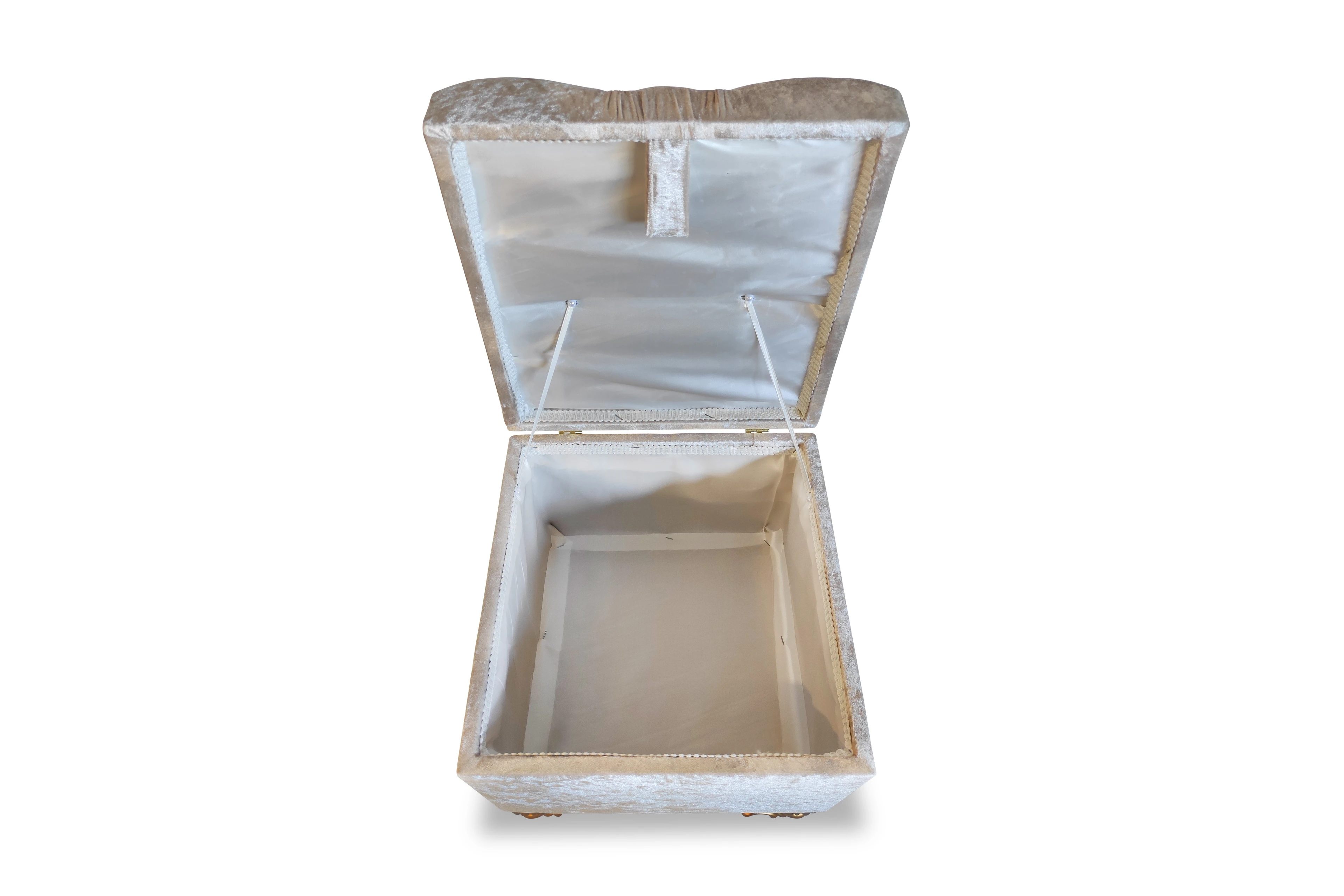 Puf Sandıklı  Kapitoneli 40x40 Kadife Gri