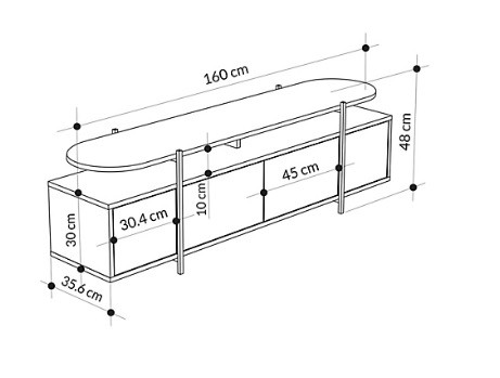 TV Sehpası Hanley İpek Siyah-Safir Meşe 160*48cm
