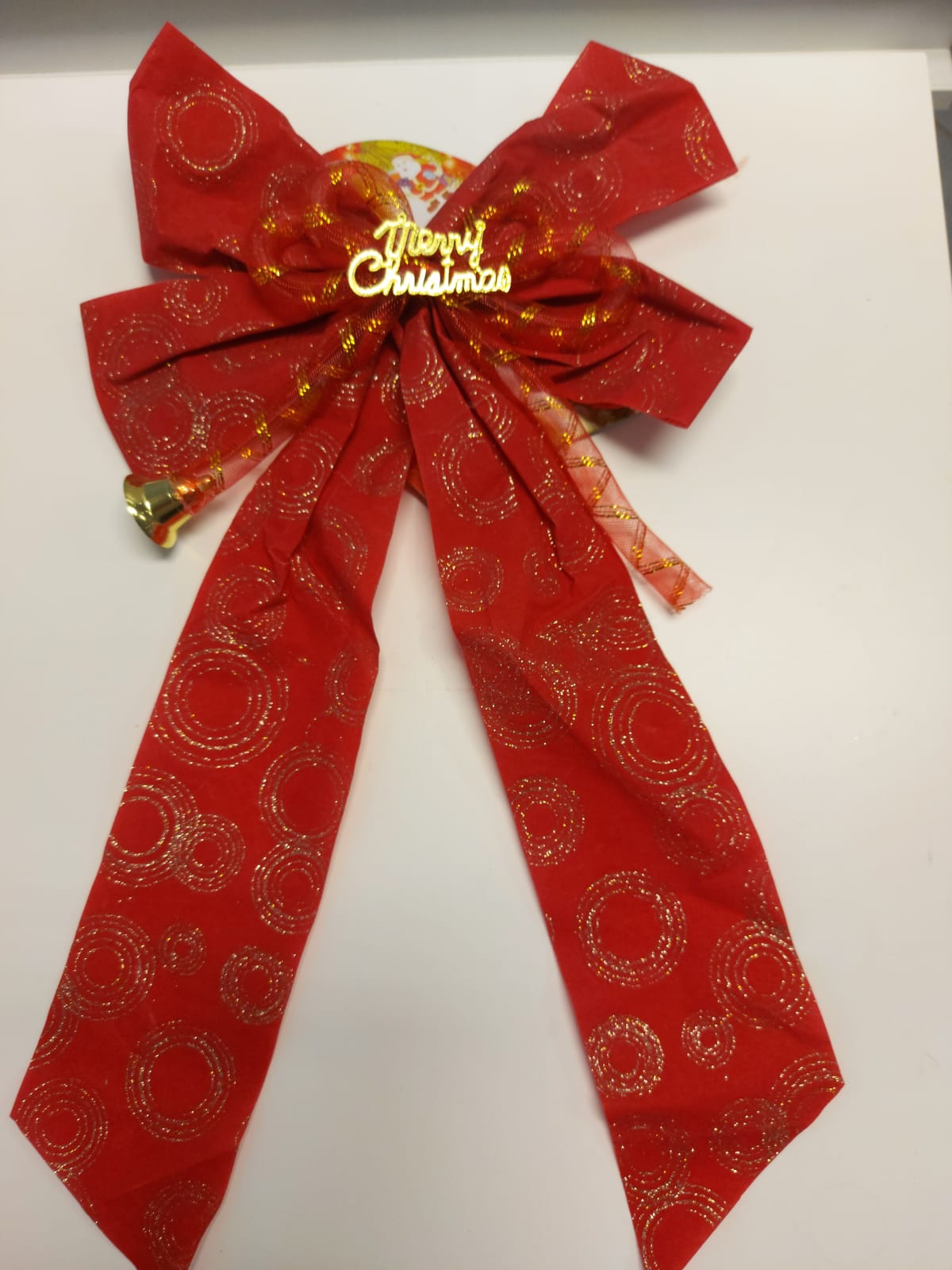 Yılbaşı Kapı Süsü Kurdele 60cm Kırmızı-Altın