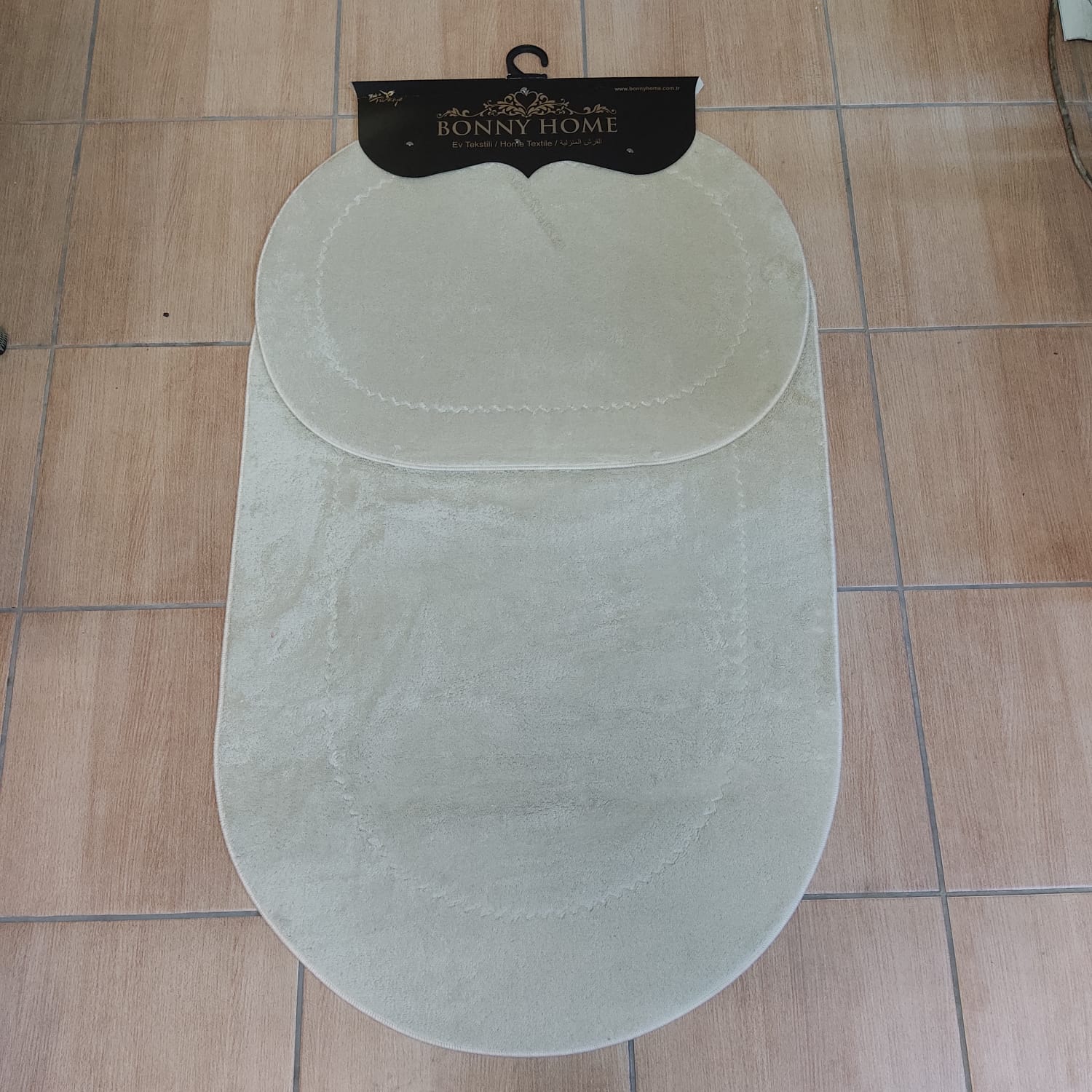 Klozet Paspas  Takımı 2Li  Oval Bej 60x100 50x60cm
