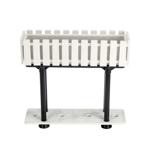 Akasya Çit Balkon Saksı Standlı 15Lt Beyaz