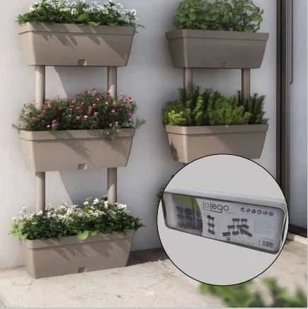 Lolego Saksı Dikey 3'lü Plastik Cappuccino