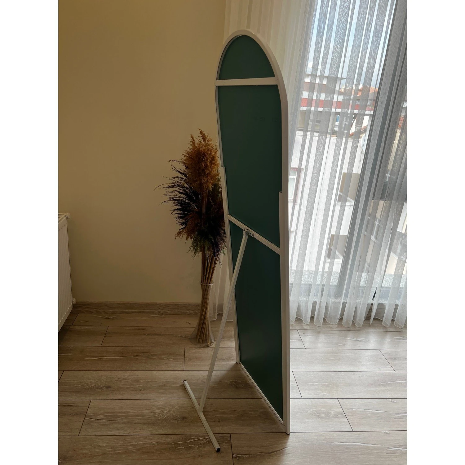 Boy Aynası Metal Çerçeveli Ayaklı Beyaz 50X160Cm