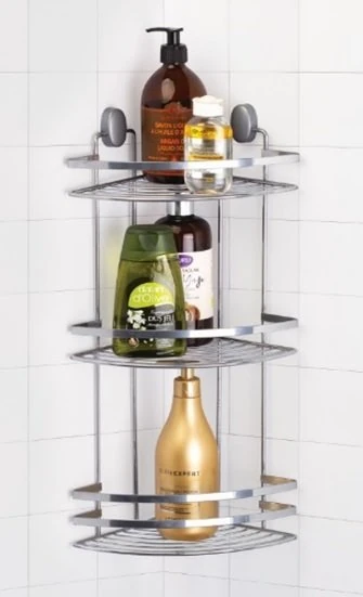 Banyo Köşe Raf Lamalı 3 Katlı 22cm Krom
