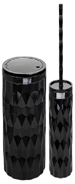 Wc Bidon & Fırça 2li Banyo Seti Diamond Siyah
