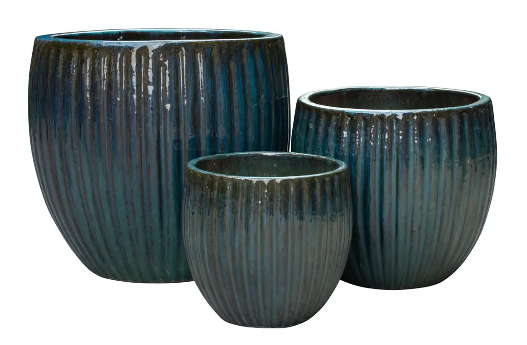 Pot Soil Set of 3 Dark Blue Ø48-37-27cm