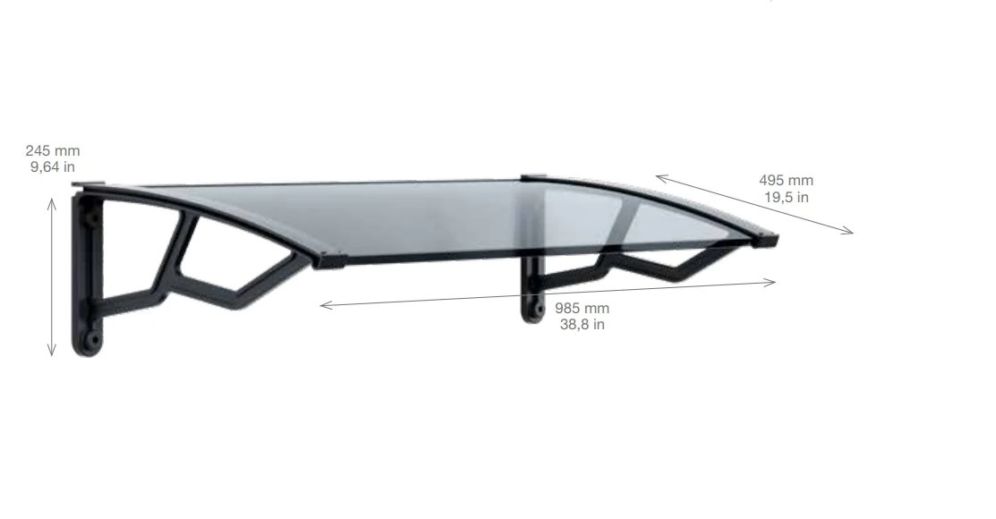 KapıÜstüSundurma Transprn Policarbn 4mm49x98x24cm