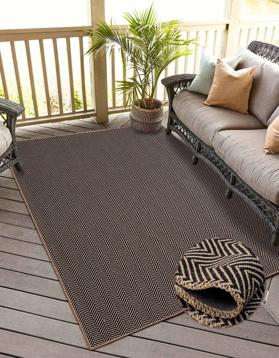 Friolero Jüt Halı Siyah Krem 200x290