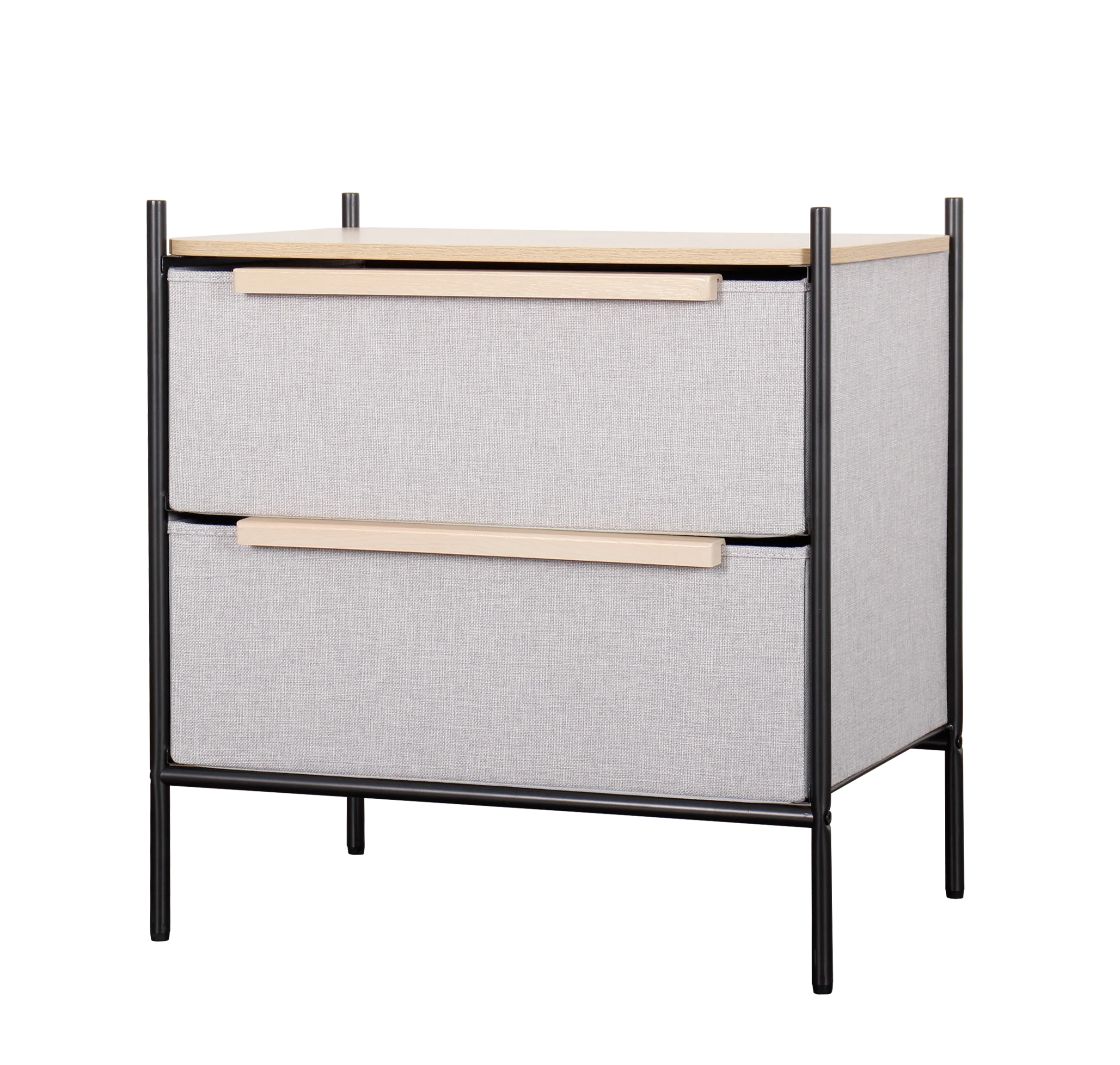 Komodin 2 Çekmeceli Tekstil Metal Gri 57x40x58cm