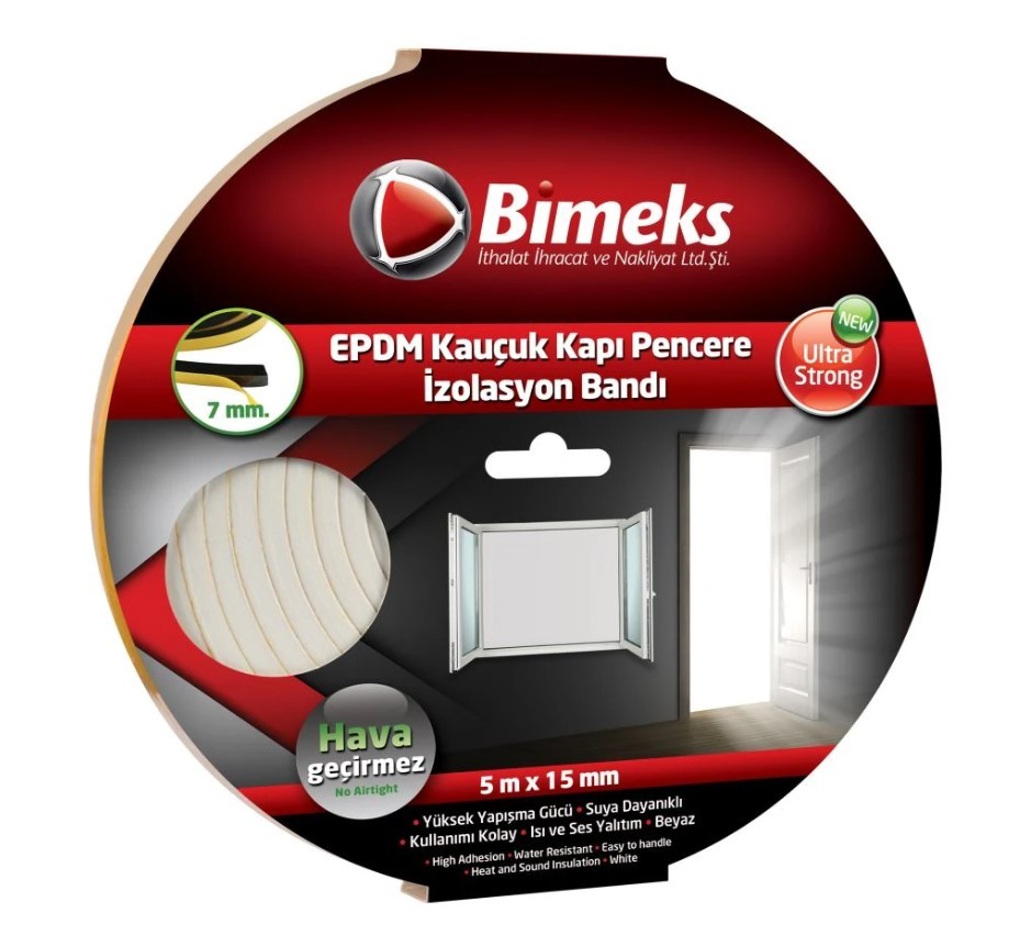 EPDM Kauçuk Kapı Pencere Bandı 5mmx10mmx5mt Beyaz