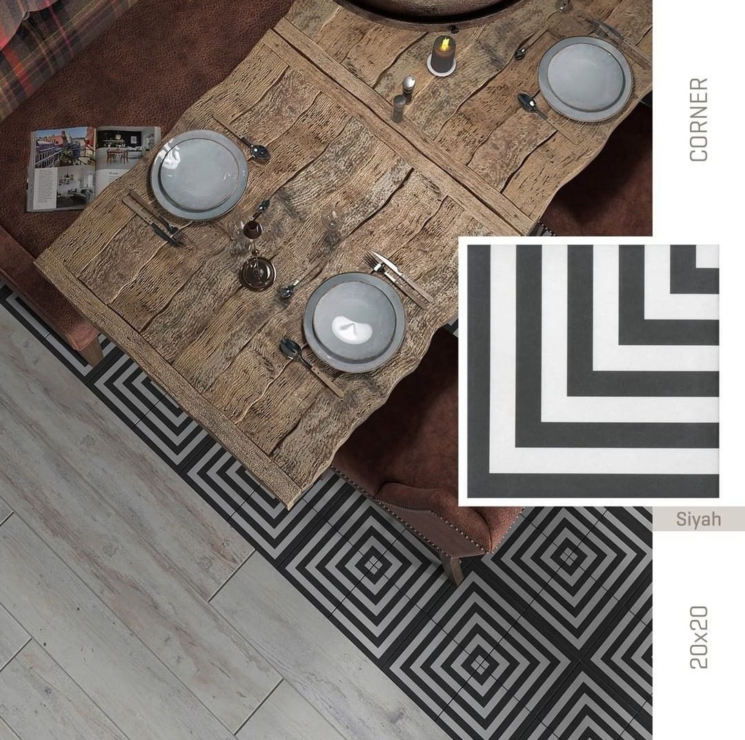 Yer-Duvar Karosu Corner Siyah 20x20