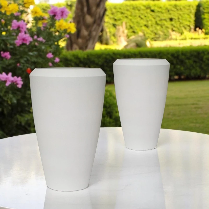 Chalk Saksı Konik Beyaz  Y86-70cm 2'li Set